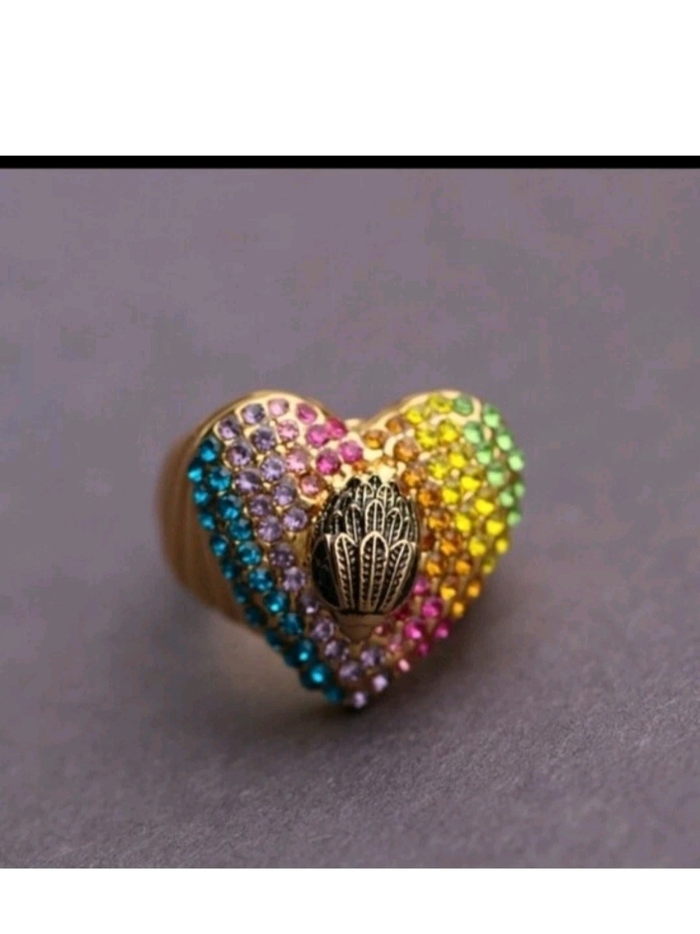 Kurt Geiger Crystal Heart Ring Nib Size 8 - Picture 4 of 9